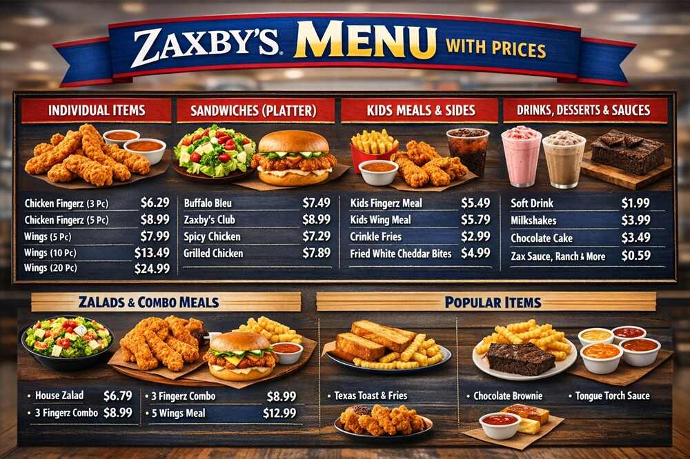 zaxby's menu with prices and pictures