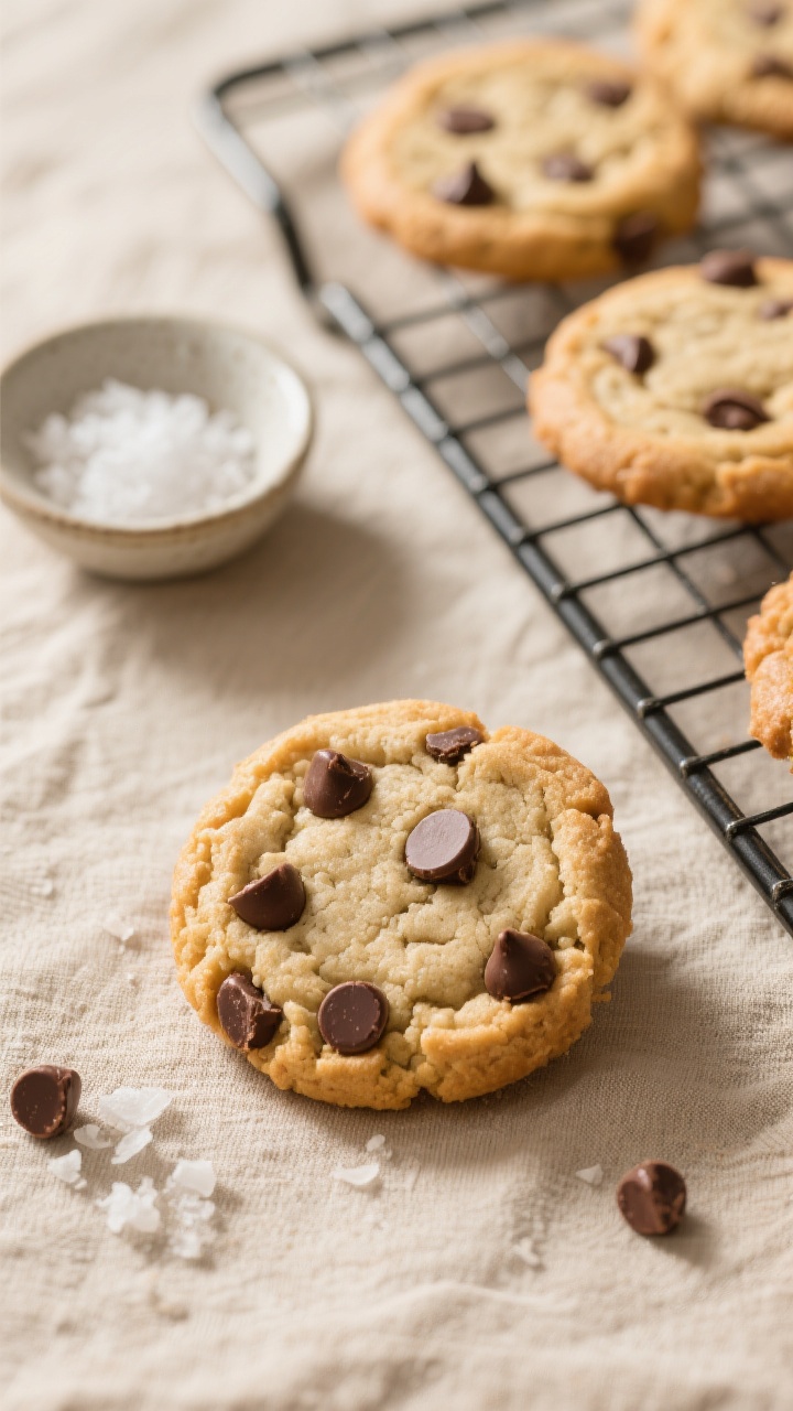 5-tbsp size), edges set and lightly golden while centers appear soft; a small pinch bowl of flaky se