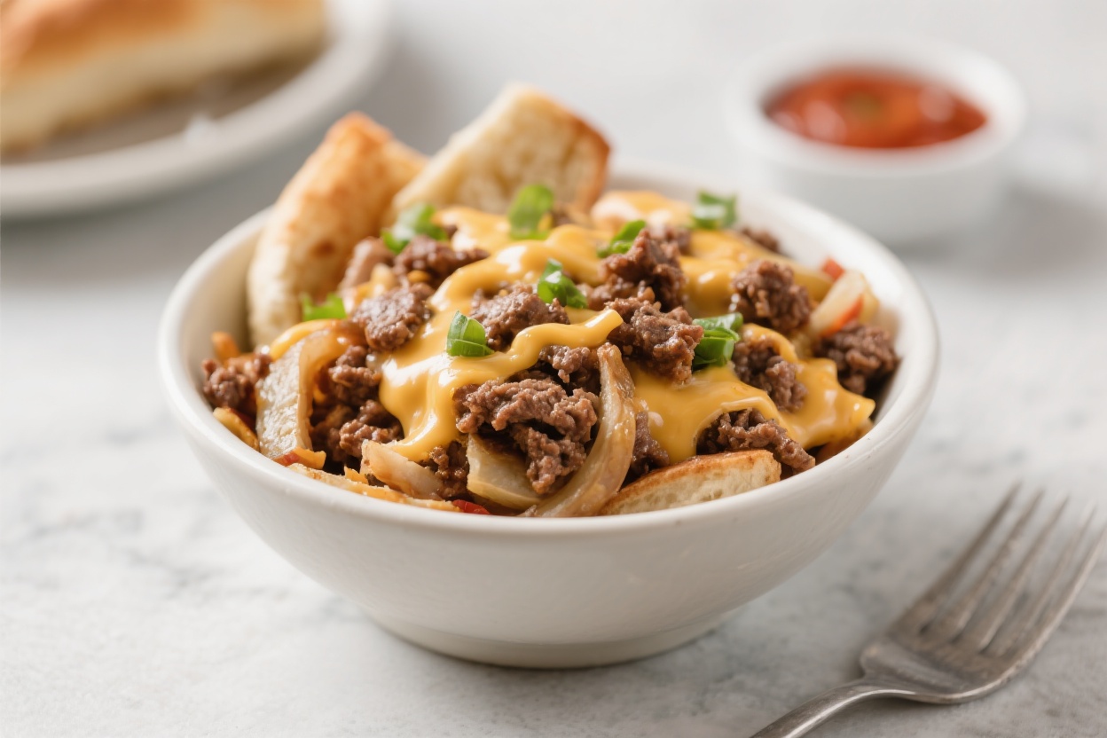 Ground Beef Philly Cheesesteak Bowl Recipe – Easy, Flavor-Packed Comfort Food