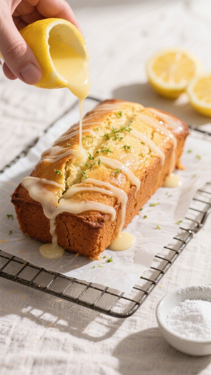 Cooking process: overhead shot of the loaf just cooled on a wire rack, parchment sling visible under