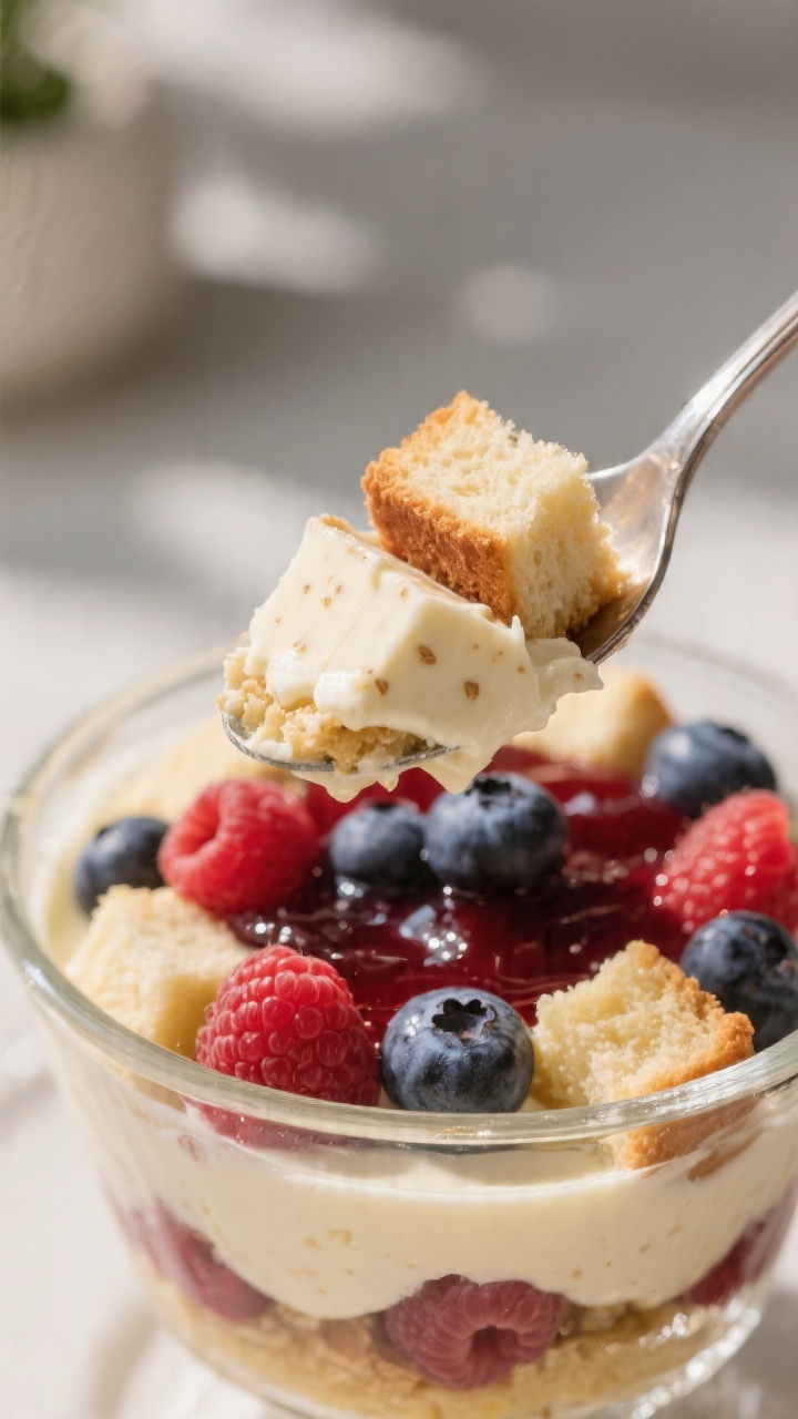 Final dish close-up – Slice-in-the-bowl moment: Tight macro of a deep spoonful just lifted from th