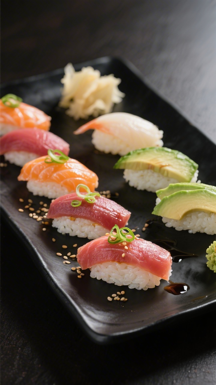 Final dish presentation: Restaurant-quality nigiri and maki assortment showcasing the rice’s shine