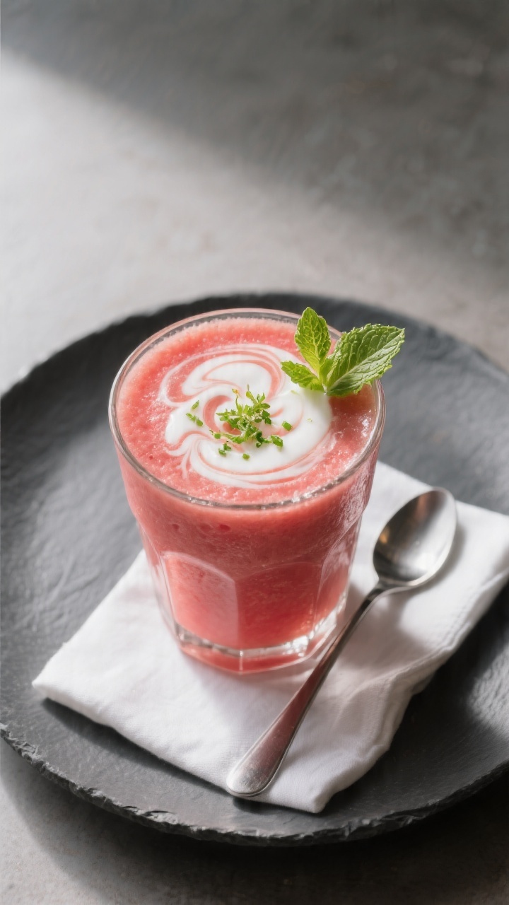 Final dish presentation: Restaurant-quality pour shot aftermath—smoothie just poured into a single