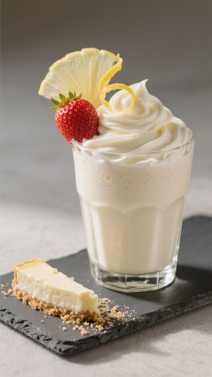 Final dish presentation: Restaurant-quality scene with the shake served ultra-thick in a clear steml