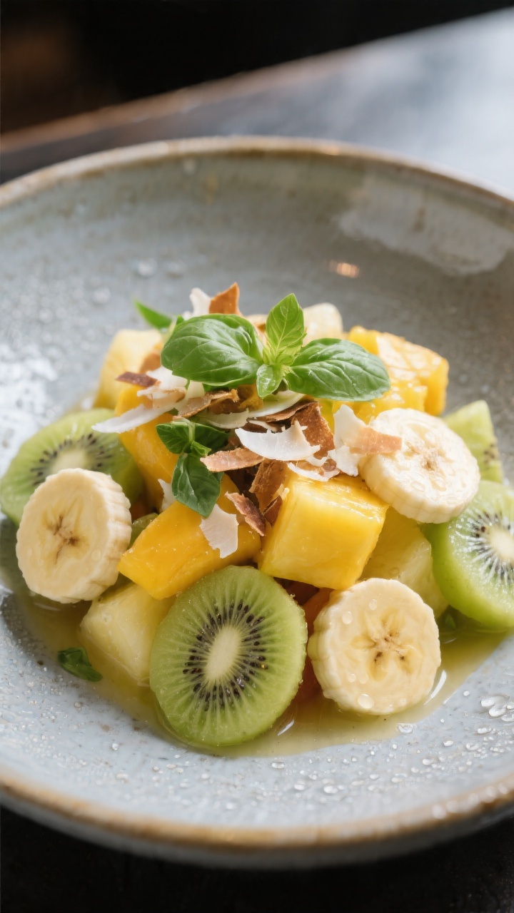 Final plated beauty: The “Tropical Cooler” fruit salad fully assembled and chilled—juicy chunk