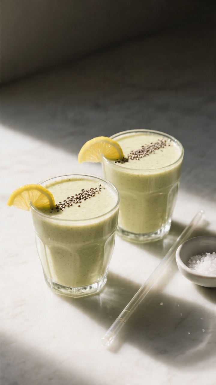 Final presentation: Restaurant-quality plating of the smoothie as a morning reset set-up—two elega