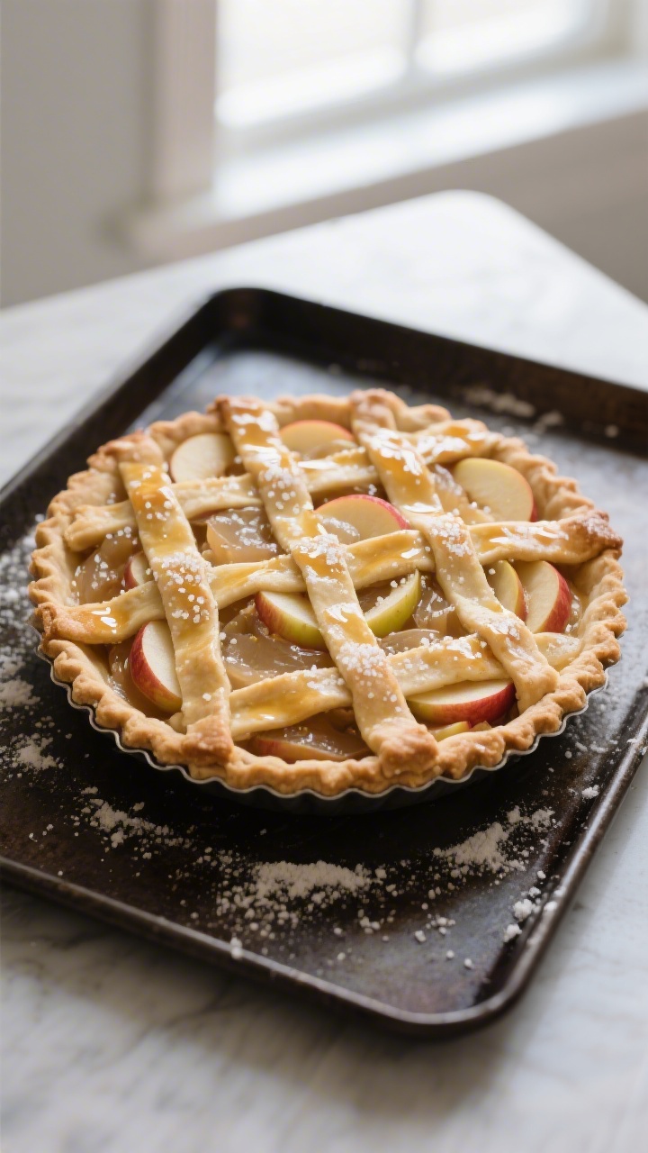 Tasty top view: Overhead shot of a cooled, generously filled 9-inch pie just before baking—neatly