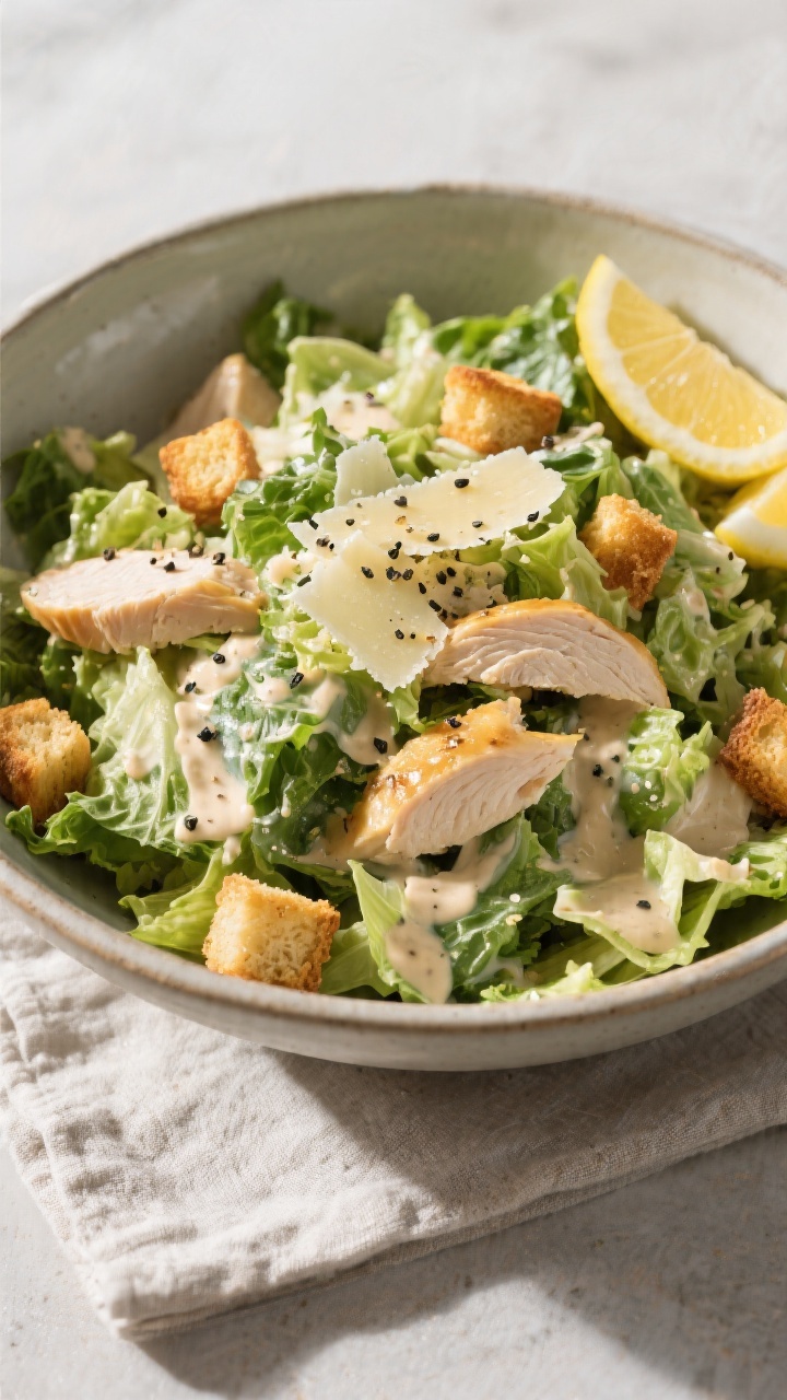 Tasty top view: Overhead shot of a large mixing bowl of chopped, very dry romaine just tossed with a