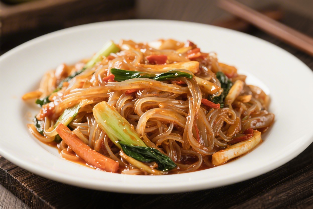 Japchae Korean Glass Noodle Stir Fry – Sweet, Savory, and Full of Color