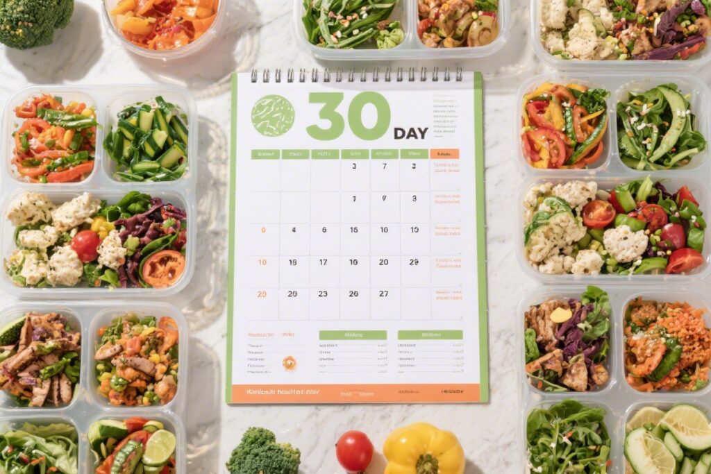 30 Day Vegan Meal Prep Calendar with Grocery Lists – A Simple, Practical Plan for Busy Weeks