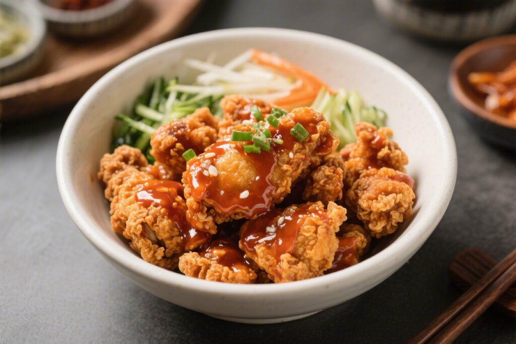 Korean Style Fried Chicken Bowl Crispy and Saucy – A Comforting, Flavor-Packed Meal