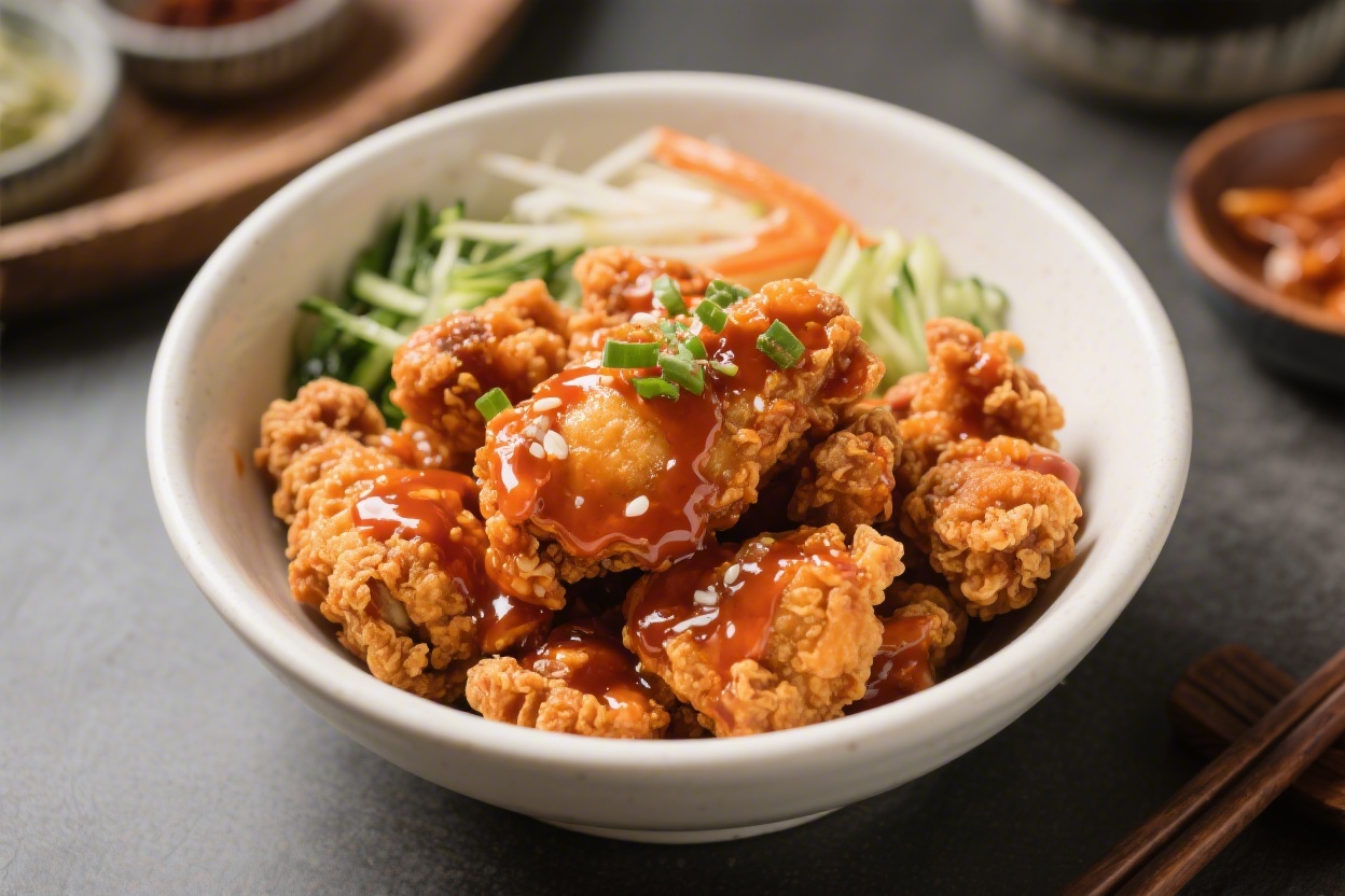 Korean Style Fried Chicken Bowl Crispy and Saucy – A Comforting, Flavor-Packed Meal