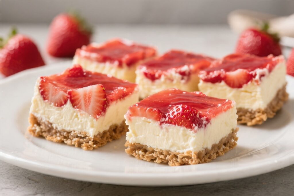 No-Bake Strawberry Cheesecake Bars – Summer Dessert