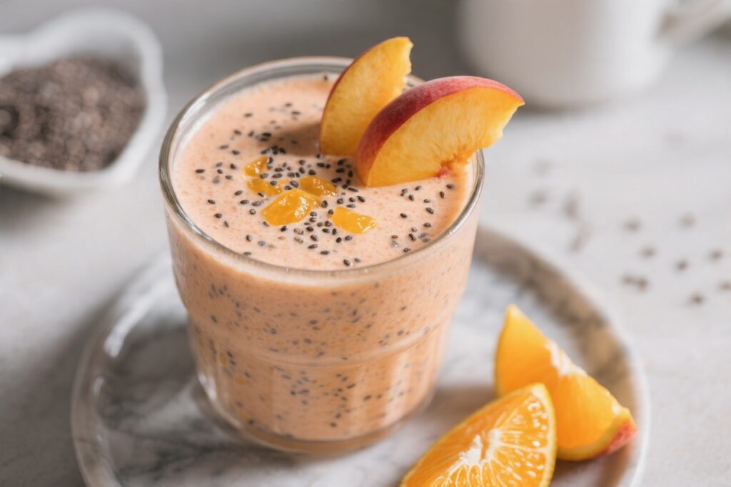 Orange Peach Chia Smoothie – Bright, Creamy, and Naturally Energizing