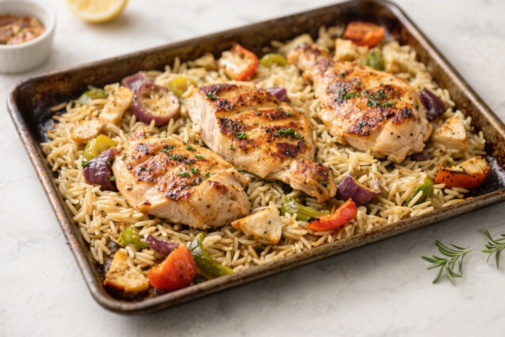 Sheet Pan Greek Chicken With Orzo One Pan Meal – Bright, Simple, Weeknight-Friendly