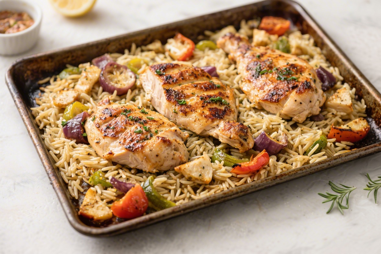 Sheet Pan Greek Chicken With Orzo One Pan Meal – Bright, Simple, Weeknight-Friendly