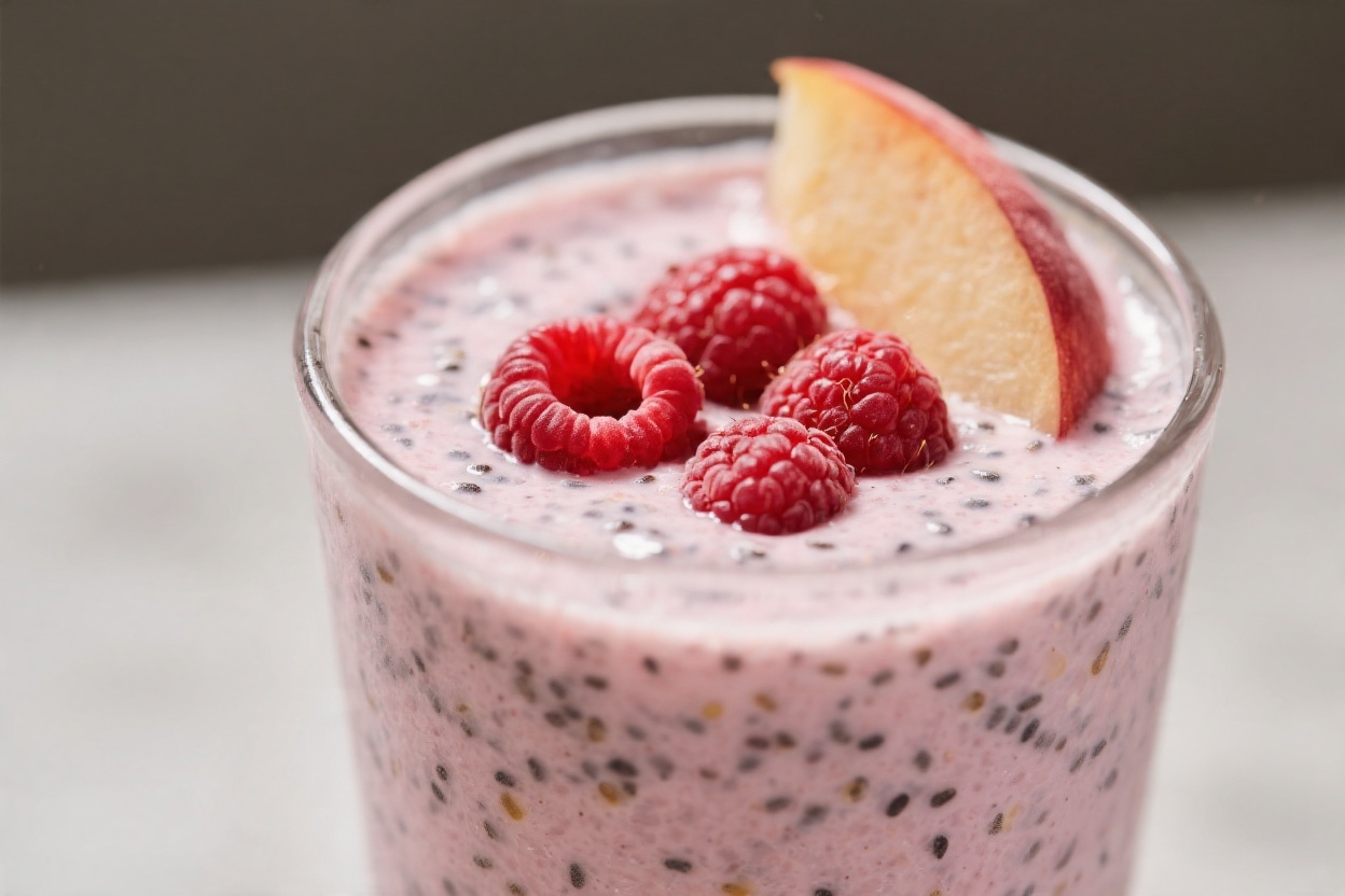 Creamy Raspberry Peach Chia Smoothie – Bright, Fresh, and Satisfying