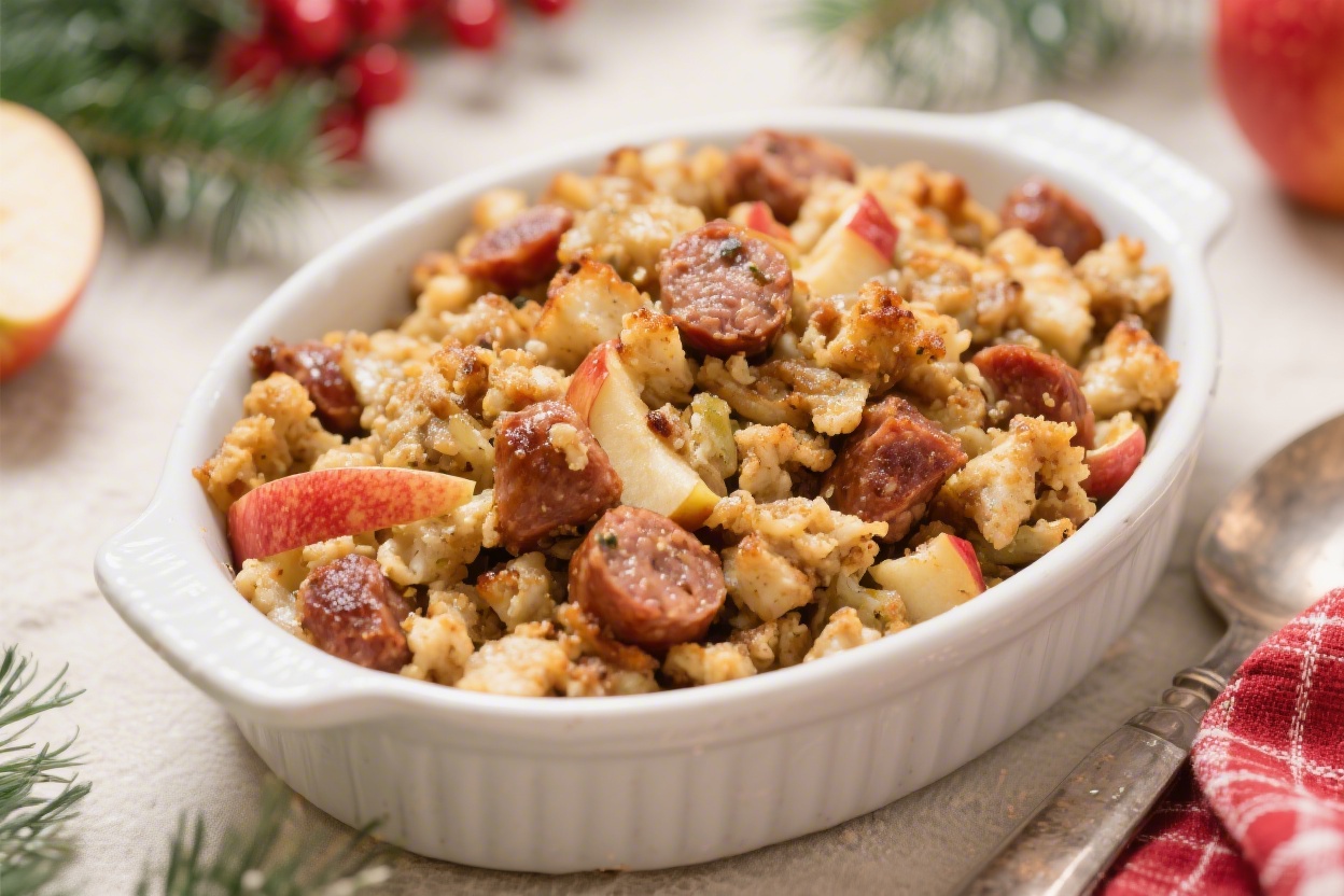 Apple Sausage Stuffing Savory Holiday Side – Cozy, Flavor-Packed Classic