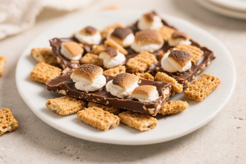 Smores Bark with Golden Grahams Easy No Bake Dessert – A Crunchy, Gooey Treat