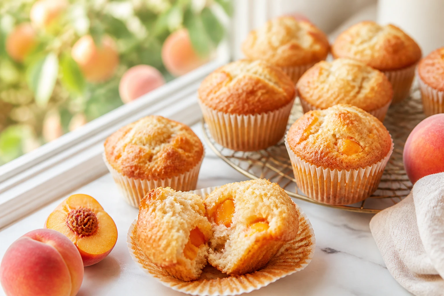 Soft and Fluffy Peach Muffins Recipe: Cloudlike Breakfast Bites